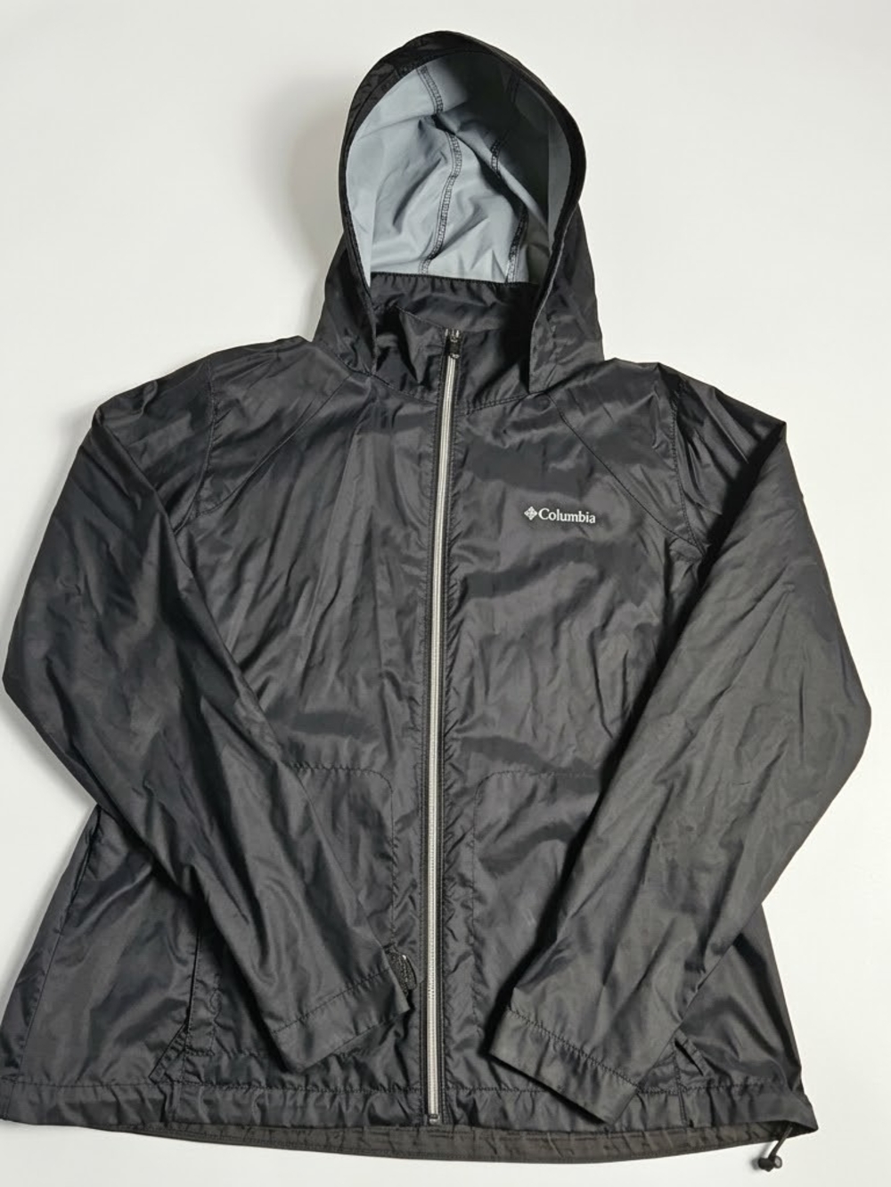 Columbia Switchback III Rain Jacket Womens XL Black Packable Hooded Gorpcore
